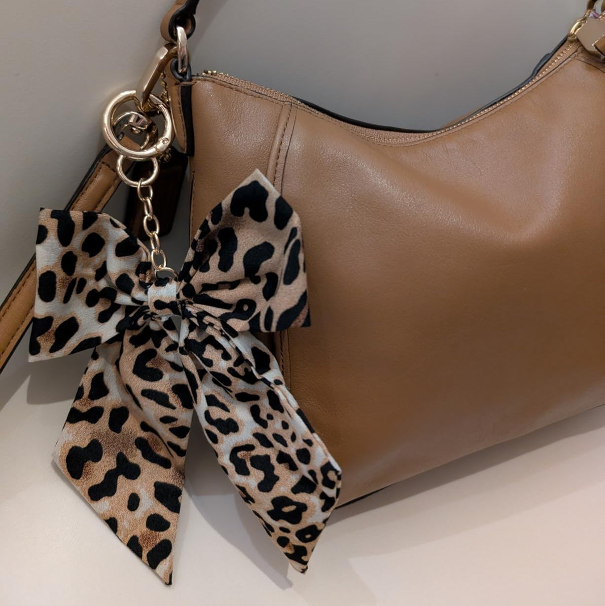 Leopard Bow Keychain – Fabric Bag Charm