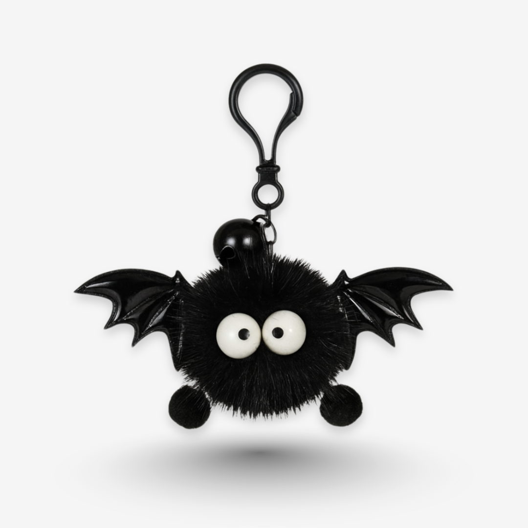 Spooky Bat Keychain – Pom-pom Halloween Bag Charm