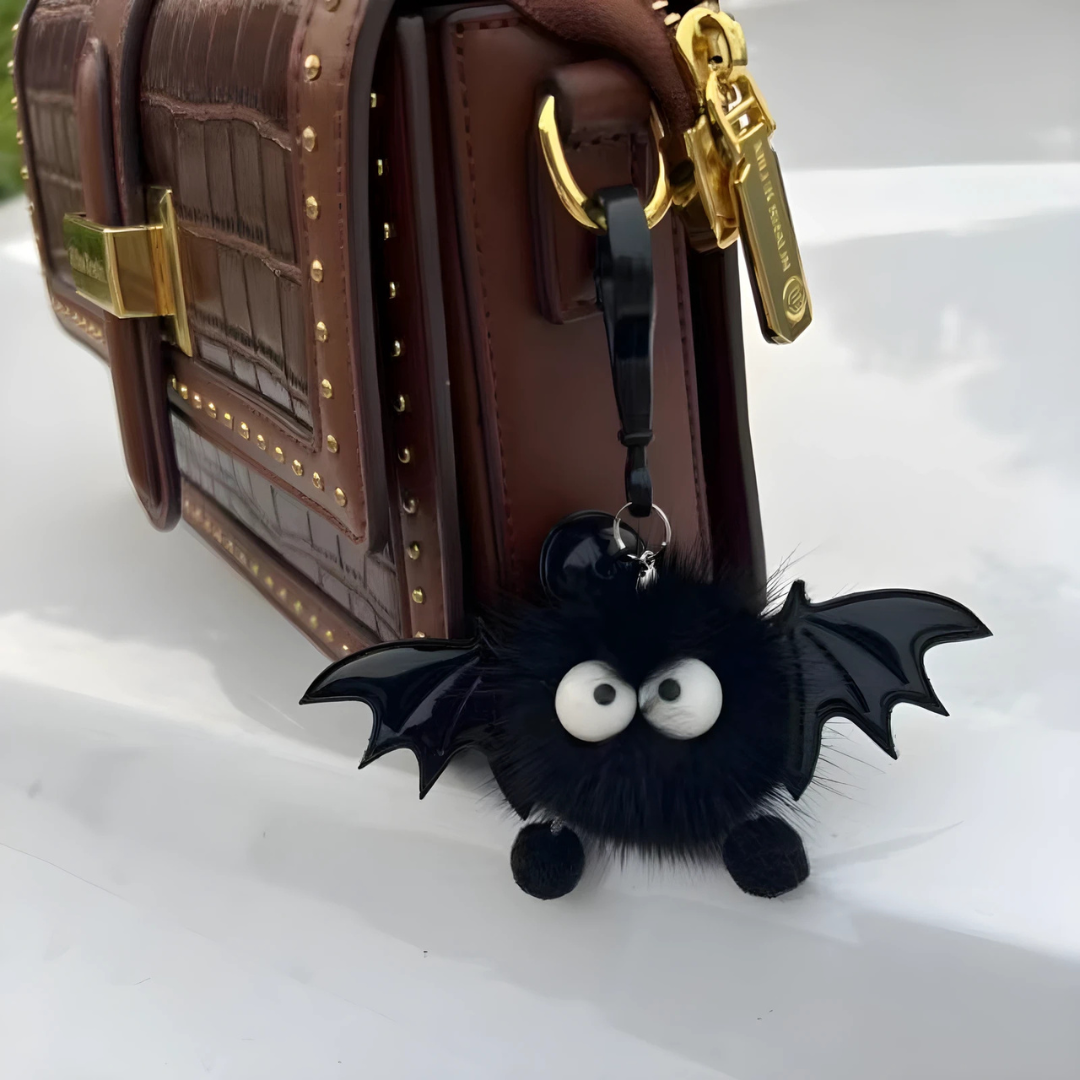 Spooky Bat Keychain – Pom-pom Halloween Bag Charm
