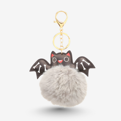 Fluffy Bat Key Ring – Plush Halloween Bag Charm