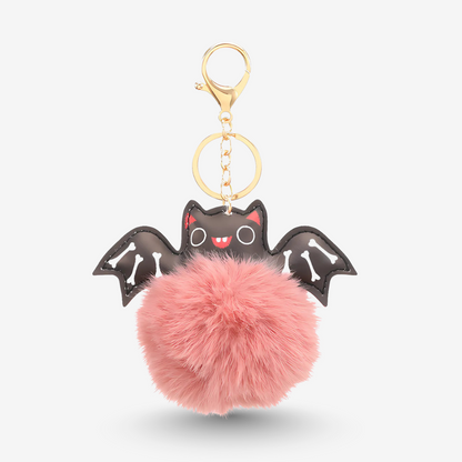 Fluffy Bat Key Ring – Plush Halloween Bag Charm