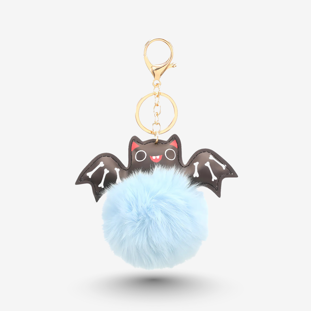 Fluffy Bat Key Ring – Plush Halloween Bag Charm