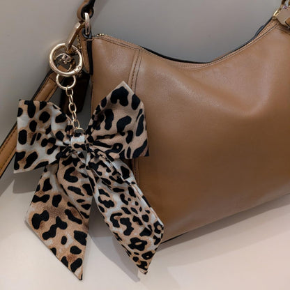 Leopard Bow Keychain – Fabric Bag Charm